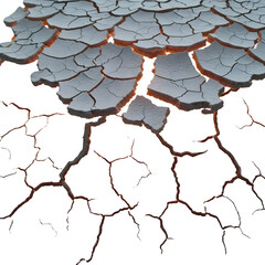 Cracked earth surface with glowing orange fissures&nbsp;transparent background png