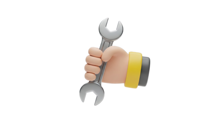 Cartoon Hand Holding a Wrench