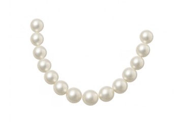 Pearl necklace forming a semicircle on transparent background