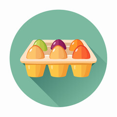 Colorful Easter eggs neatly arranged in a classic egg carton, ready for spring celebrations and festive holiday decorations. A vibrant symbol of renewal and joy