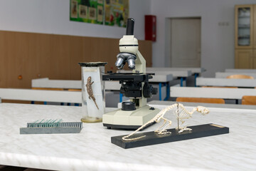 microscope on the table