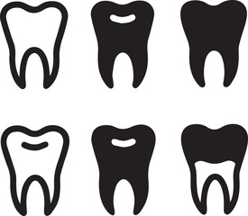 Dental Tooth Icon Black Silhouette, Tooth Silhouette Vector Black and White