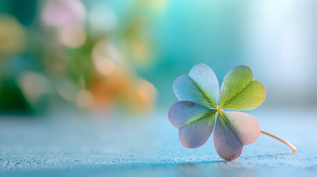 Four leaf clover representing luck and hope, copy space