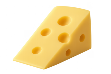Delicious cheese wedge with holes on transparent background