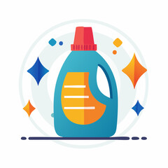 Cleanliness represented by a bottle of liquid detergent with sparkling stars