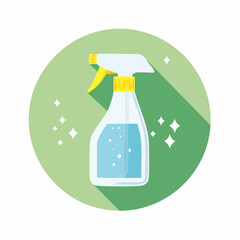 Cleaning spray bottle with sparkling effect, symbolizing hygiene and freshness for home and commercial use