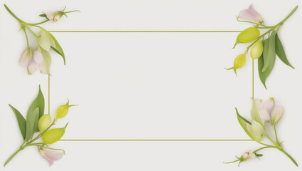 Fototapeta premium Floral Frame with Honeydew and Sweet Pea Flowers, Perfect for Text Overlay and Creative Designs