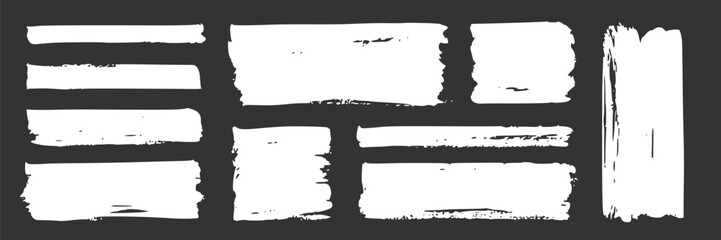 Frame brush rectangle set. Frame rectangle border brush stroke with chalk rough line square scratch shape. Hand drawn rough grunge texture black ink background. Vector illustration