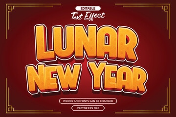 lunar new year editable text effect with chinese decoraiton