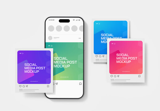 Phone Screen Social Media Post Design Mockup