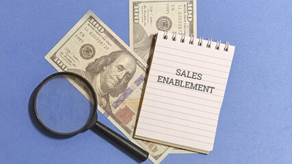 Strategic business concept highlighting sales enablement with financial resources, analytical tools, and a focus on revenue generation