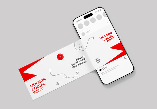 Smartphone with Social Media Mockup