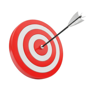 Target with arrow hit center isolated on transparent background