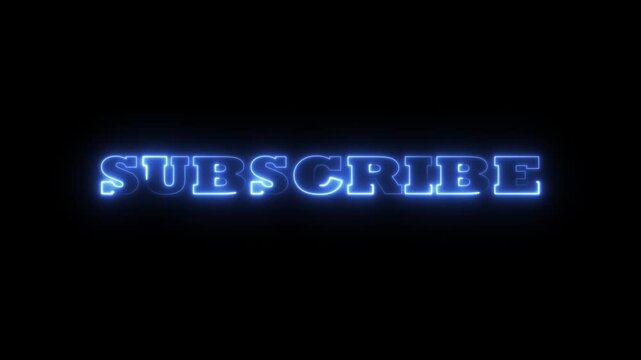 Glowing Blue Neon "Subscribe" Text on Black Background - Digital Motion Graphic