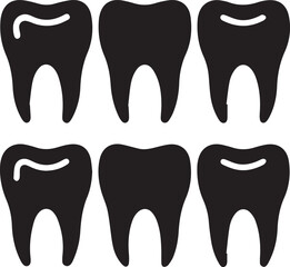 Dental Tooth Icon Black Silhouette, Tooth Silhouette Vector Black and White