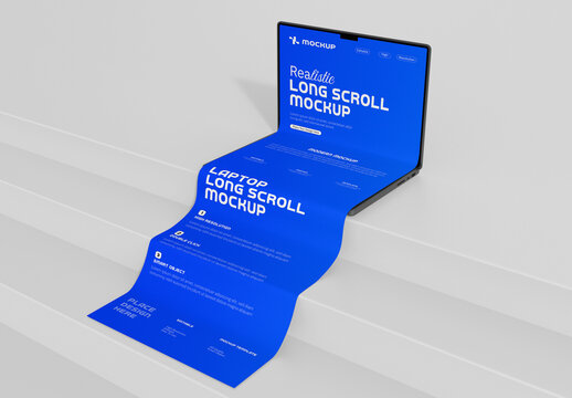 Realistic Long Scroll Screen Mockup Template