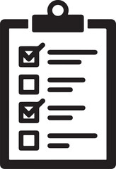 Checklist on clipboard icon, completed tasks list symbol, business productivity tool