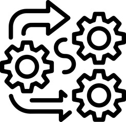 Gear icons with arrows, symbolizing process, workflow and teamwork