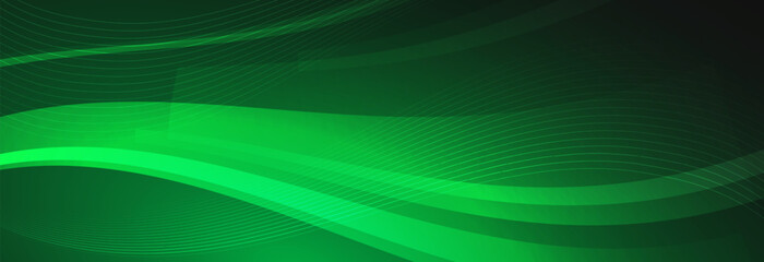 Abstract green gradient background with wavy lines