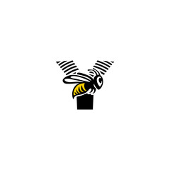 Fototapeta premium Modern Sharp Bee Letter Y Log...