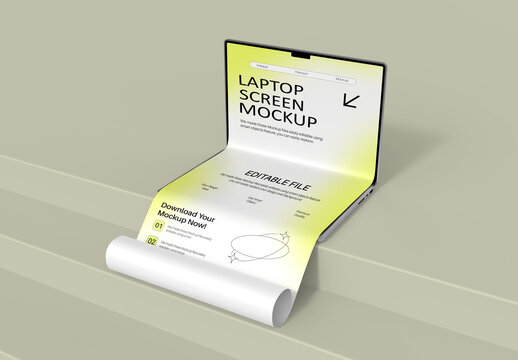 Laptop Long Scroll Display Mockup