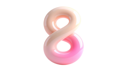 3D render of a glossy, gradient pink and peach figure eight