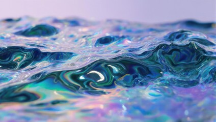 Iridescent Water Surface - Abstract Liquid with Shimmering Colors and Reflections.