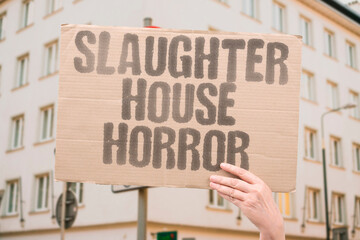 "Slaughter House Horror" Killing facilities cause immense terror. KILLING. FACILITIES. CAUSE. IMMENSE. TERROR.