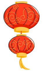 Red traditional Chinese lanterns illustration for Lunar New Year decoration.