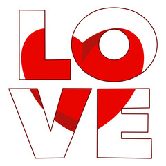 Bold white LOVE typography with red heart accents for romance and celebration themes.