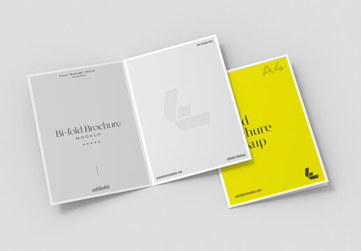 Bifold Brochure  Open And Closed View Mockup