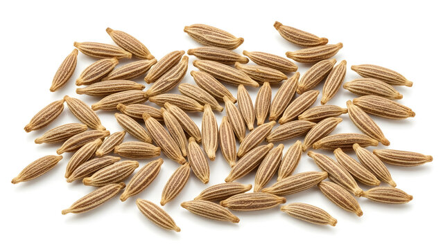 Natural Jeera Spice Closeup on Clean White Background