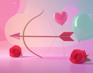 Celebrate love with heart balloons, roses and an arrow and bow. Share the love this season with beautiful romantic decorations.