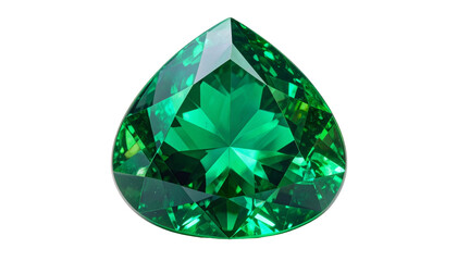 Fototapeta premium Gleaming, tear-drop shaped gemstone of rich emerald green hue