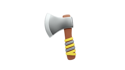 3D Rendered Axe with Wooden Handle and Wrapped Grip