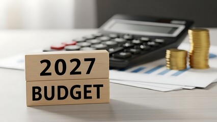 2027 Budget Planning with Calculator and Coins