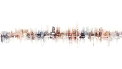 Abstract Cityscape Skyline Reflection Water Background