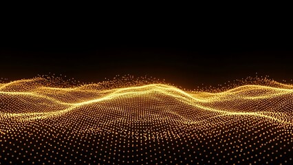 Abstract Golden Waves Digital Background Technology Concept