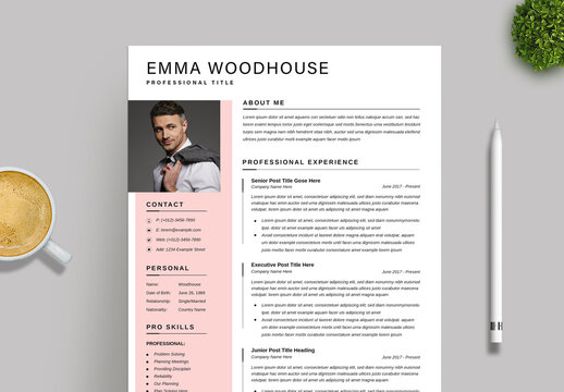 Resume CV Layout with Photo