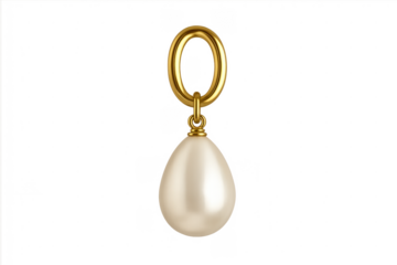 Gold earring finding a teardrop pearl pendant