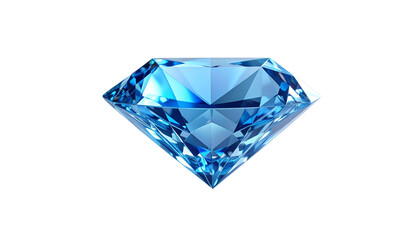 A flawless, brilliant-cut gem in shades of blue against a dark background