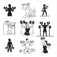 Dumbbell Lifting Person Simple Gym Silhouette Art