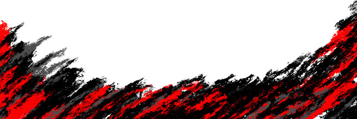 Abstract Red Paint Slashes and Black Accents with Raw Grunge Texture