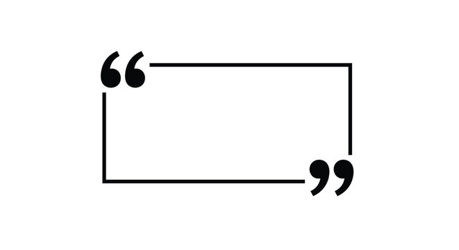 A simple and clean black outline of a quote box with quotation marks, providing a perfect template for testimonials or citations.