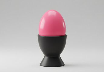 Pink egg on black egg cup
