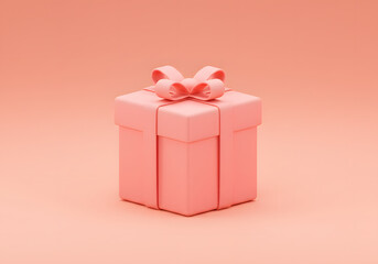 Pink gift box on pink background