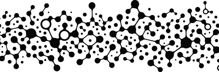 Fototapeta premium Abstract Molecular Connection Pattern Black Network Structure Seamless Vector Background Design