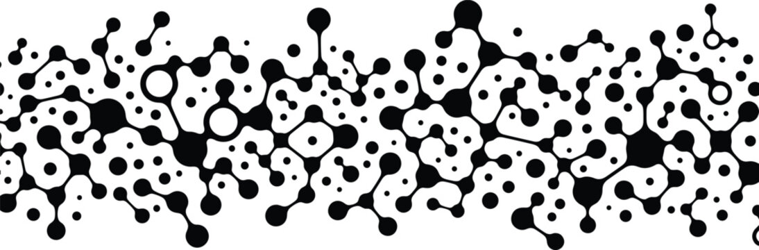 Abstract Molecular Connection Pattern Black Network Structure Seamless Vector Background Design