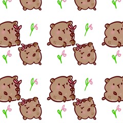 Pattern Simple Cute Capybara Cartoon Art