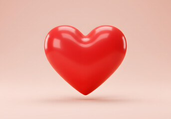 Red heart shape on peach background